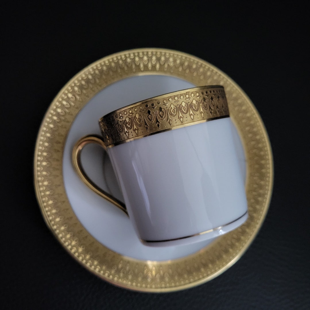 Limoges Coffee Cup and Saucer Limoges Porcelain Double Gilding Etsy