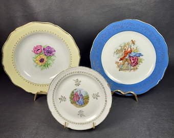 Limoges L&#39;amandinoise 3 French plates deep flat and dessert plates Limoges Porcelain L&#39;Amandinoise earthenware vintage Made in France