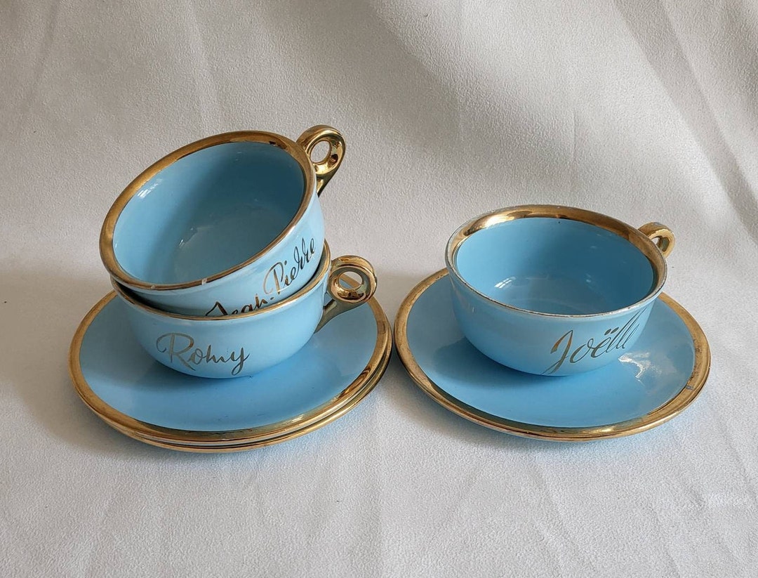 Proceram Tea Cup NAME to CHOOSE Blue and Gold Large Cup MCM Etsy