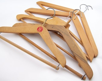 Set of 5 French wooden hangers vintage Made in France