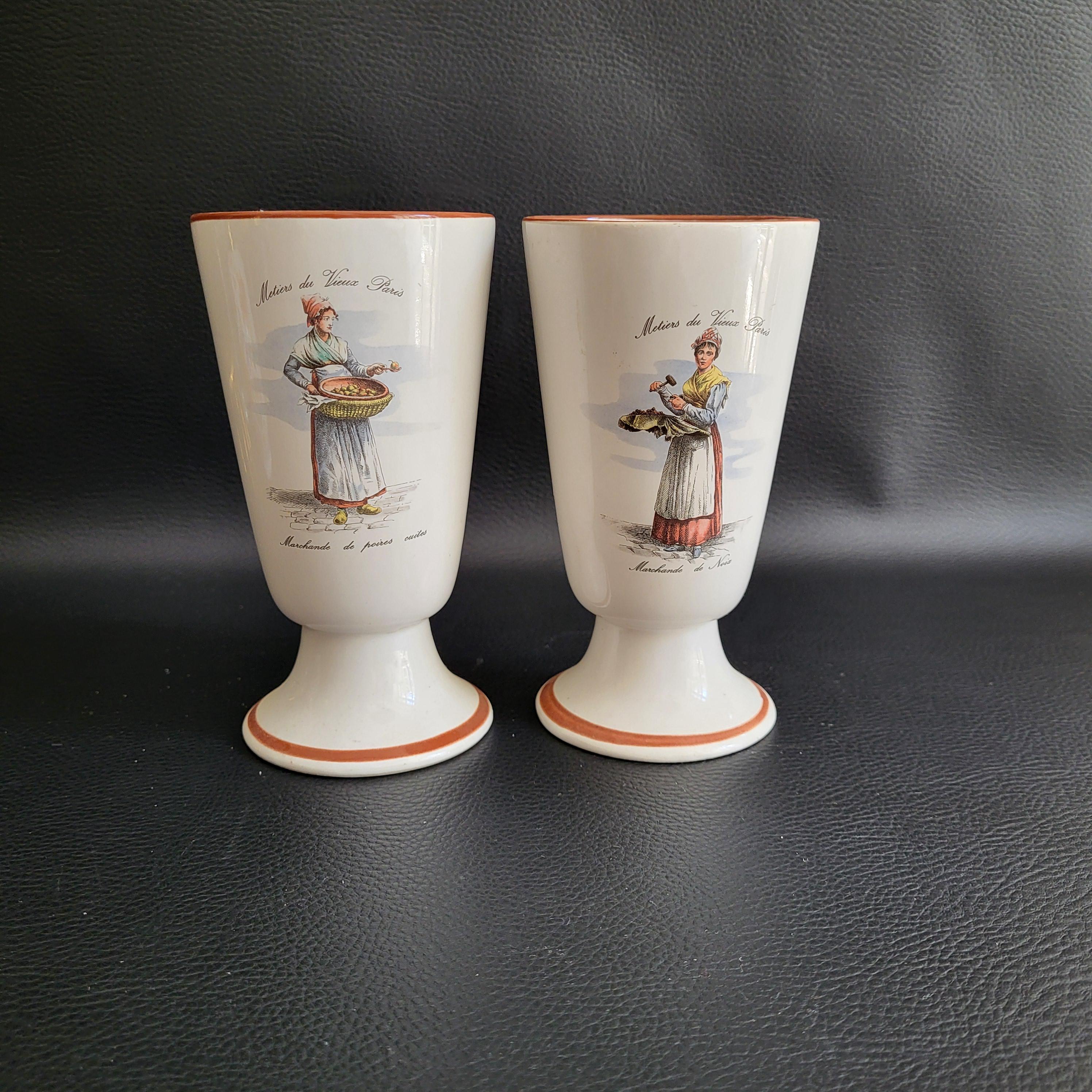 Lot De 44 Tasses à Café Anciennes - Porcelaine Blanche - Vintage Gobelets Coquetiers