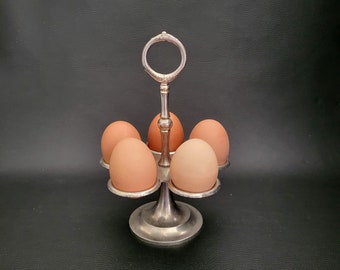 Display rack for eggs  display stand for 5 eggs chromed metal egg holder vintage