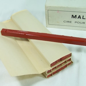 Wax Mallat wax voor bank 15 sticks van rode was oude doos van 15 nieuwe sticks van wax voor seal, decoratie ... 1950 Gemaakt in Frankrijk