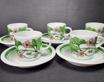 Ikea Midsommar 5 coffee cups  porcelain vintage by Marguerite Walfridson  Made in Portugal