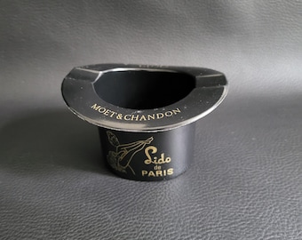 MOËT & CHANDON Champagne Ashtray Black Hat Lido Paris Vintage 1970