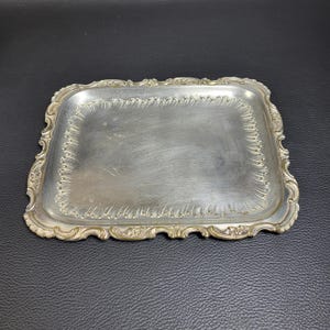 Bandeja con decoración de rocalla, bandeja para cartas, bandeja para correo, bandeja para tarjetas de visita, metal plateado, bolsillo vacío, Catillon vintage, Fabricado en Francia