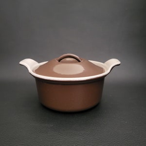 Le Creuset small covered casserole dish by Le Creuset enamelled cast iron cooking dish brown casserole dish vintage  Made in France