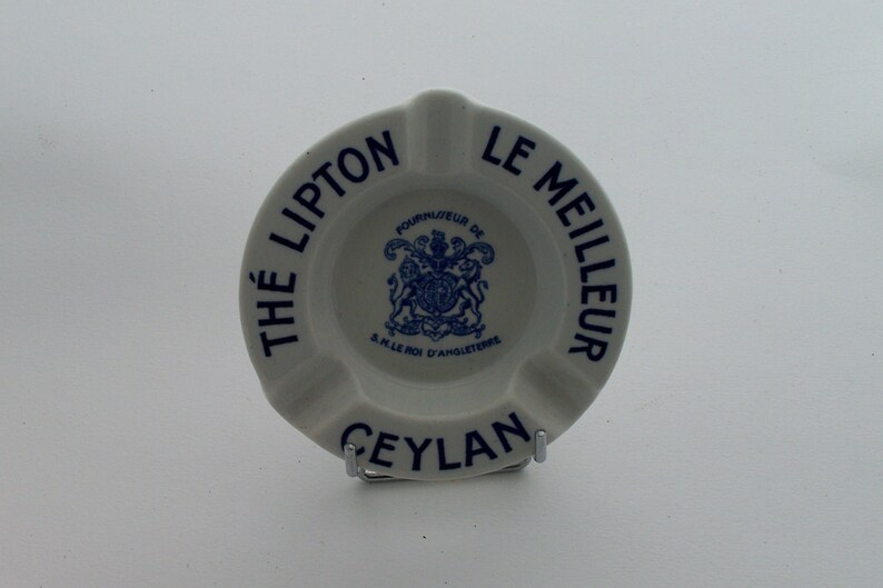 Lipton tea ashtray earthenware ashtray advertising item Lipton Ceylan tea Sarreguemines et Digoin earthenware vintage Made in France