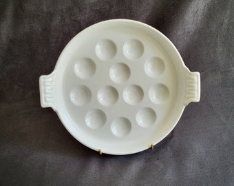 Le Creuset dish for 12  snails white cast iron dish Le Creuset vintage Made in France