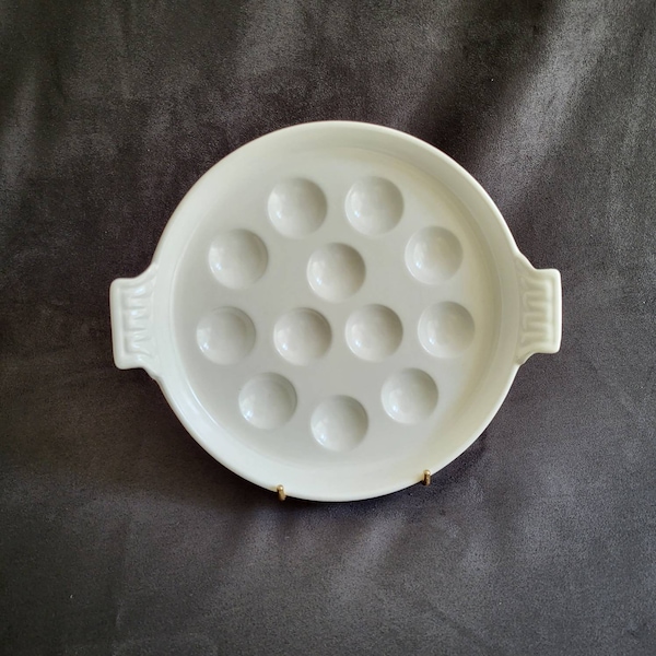 Le Creuset dish for 12  snails white cast iron dish Le Creuset vintage Made in France