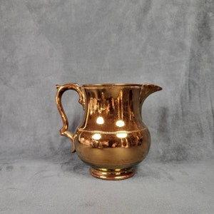 Pitcher sagte von Jersey Kupferkrug, englisches Steingut, Metallglasur, Nachahmung von Kupfermetall, Staffordshire