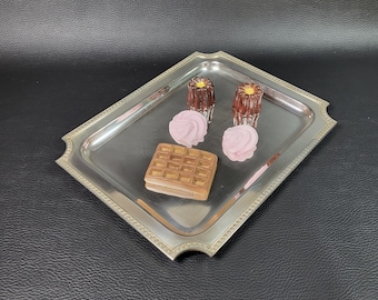 Louis XV style calling card tray letters tray French tray Hallmark Roux-Marquiand  silver plated vintage Made in France