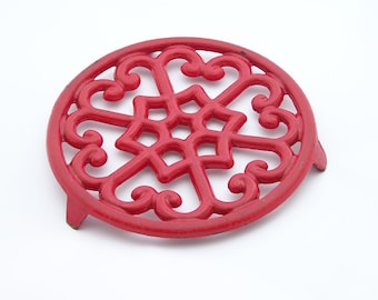 Dessous De Plat En Fonte Vintage - Rouge - Rossace - Déco Ancienne