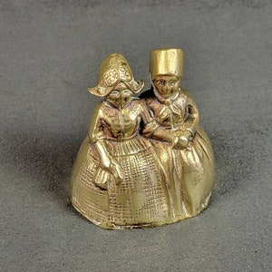 Brass hand bell table bell lady bell traditional costume from the Netherlands vintage