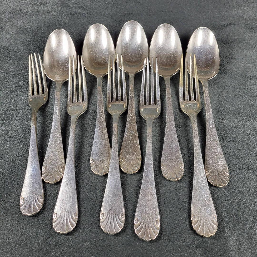 Christofle Cutlery 5 Forks 5 Spoons Silverplated Cutlery Monogram ED