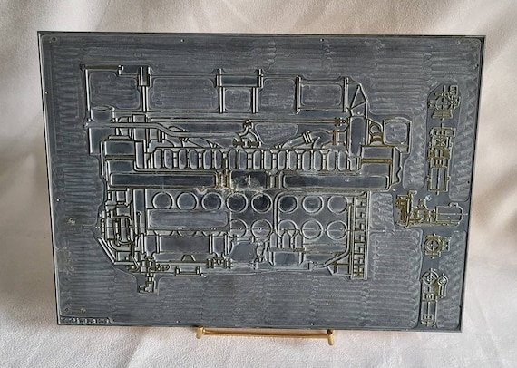 PLAQUE MATRICE D'IMPRIMERIE ancienne en Bronze publicitaire de la marque ESSO EUR 49,90