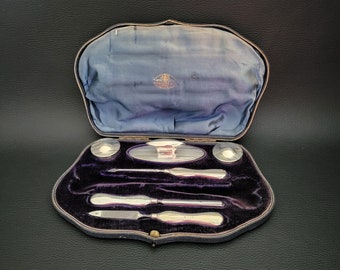 Juego de manicura de plata de The Goldsmiths & Silversmiths Company George Unite Birmingham 1912 Fabricado en Inglaterra