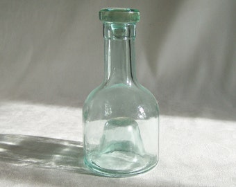 Small  glass flask with conical stopper  glass bottle vintage
