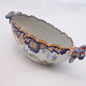 Shuttle-shaped dish Lunéville earthenware signed by Keller et Guérin 19th century pottery works vintage Made in France