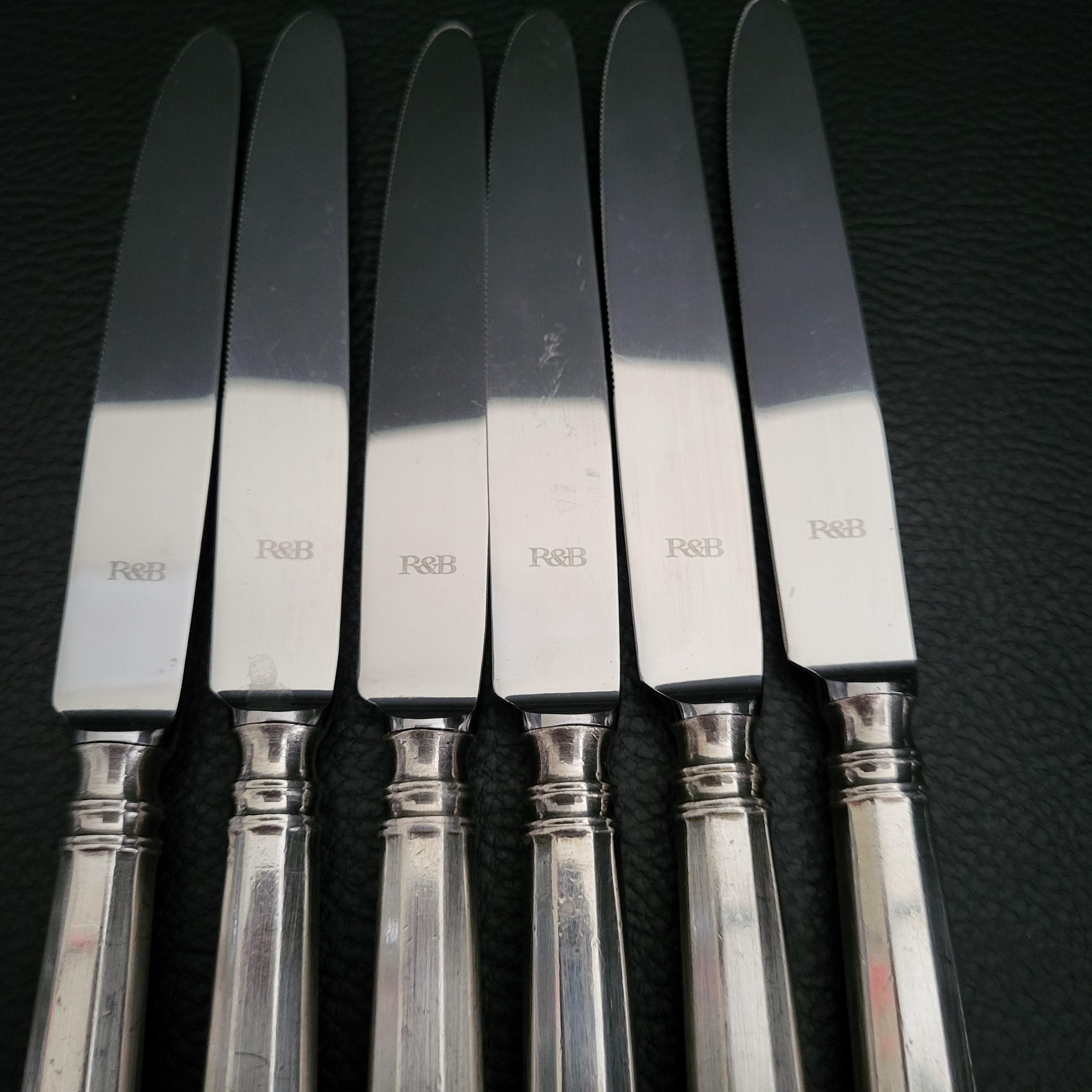 Robbe & Berking デザートナイフ 6本セット、スチール製ブレード、90g