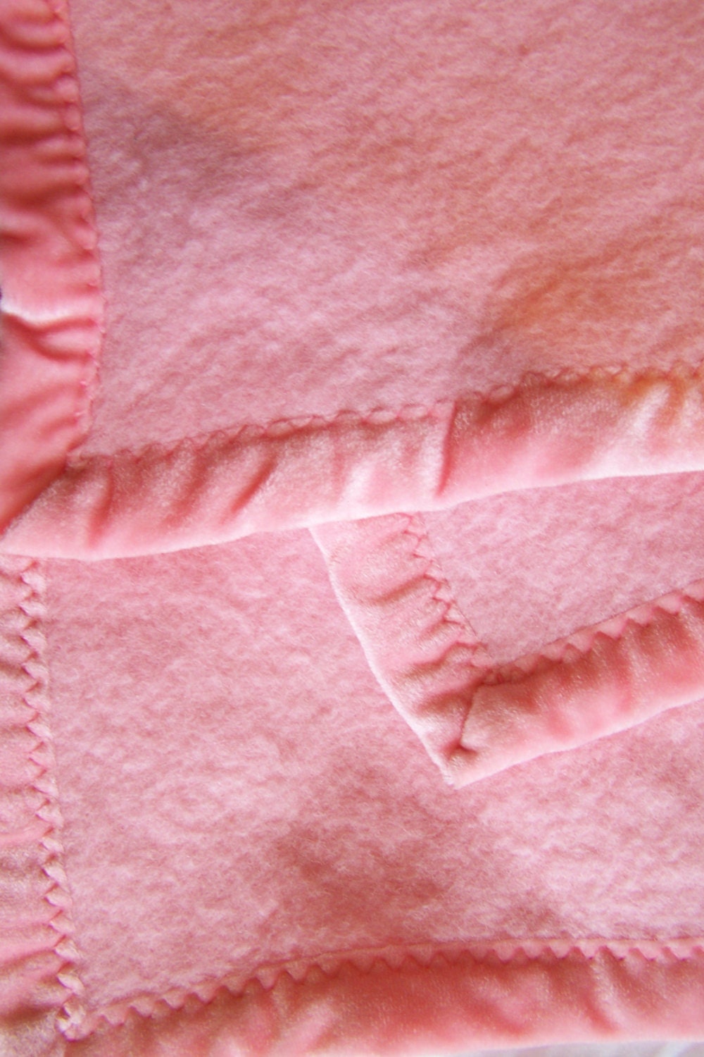 Brun de Vian-Tiran Couverture Rose en Pure Laine Mérinos Gansée Velours Vintage Made in France