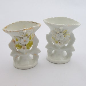 Pair of wedding vases bride vases  white and gold porcelain vase church altar vase 19th Century vase vintage  Made in France