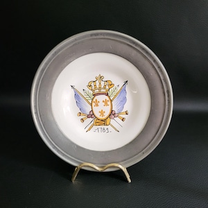 Bicentennial plate 1789 French Revolution plate numbered example pewter frame by les étains de l&#39;Abbaye 1989 vintage  Made in France