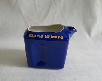 Marie Brizard pitcher navy blue Moulin des Loups Orchies water jug French water jug pitcher blue and gilded letters vintage Made in France