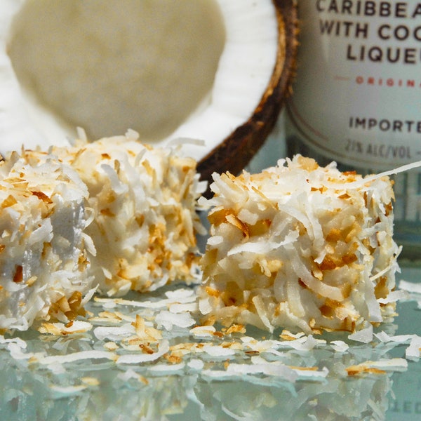 Rum Coconut Gourmet Marshmallows – Handcrafted Gourmet Treat with Toasted Coconut, Small Batch Boozy Dessert, Tropical Gift, Unique Snack