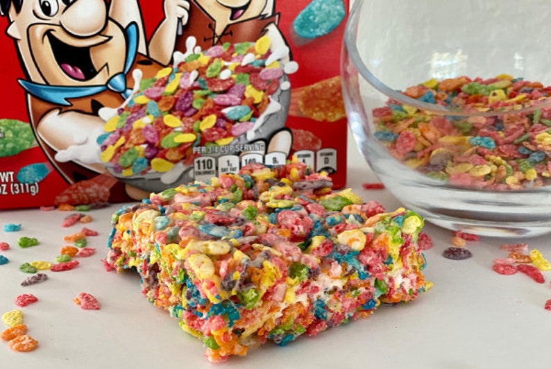 Fruity Pebbles Marshmallow Bar Rice Krispie Treats Made With Etsy