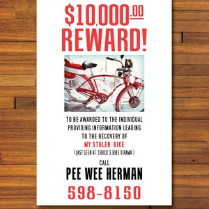 Pee Wee Herman Stolen Bicycle Poster