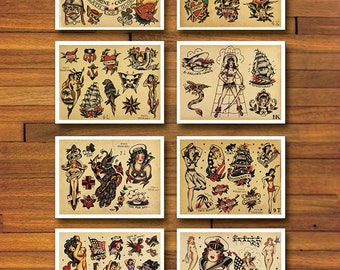 11" x 8.5" Sailor Jerry Military 8 Page Tattoo Flash Set #2