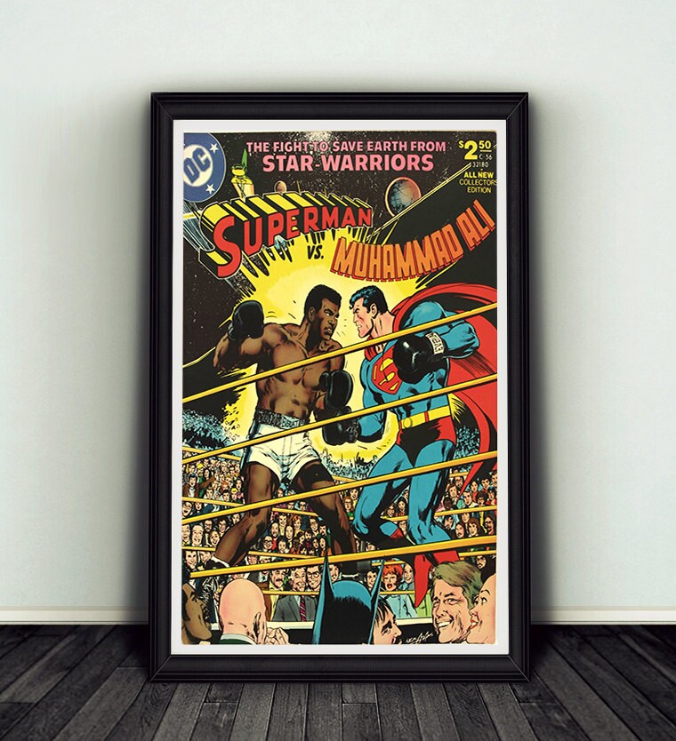 Muhammad Ali Vs Superman Boxing Comic Book Print 11x17 Etsy