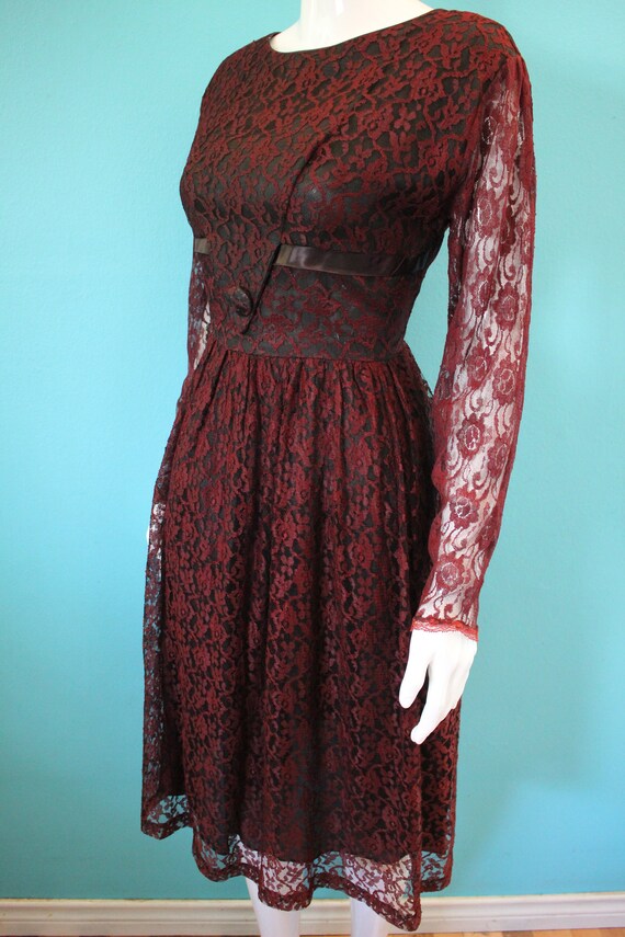 50's Cocktail Dress.....Lovely Maroon And Black L… - image 5