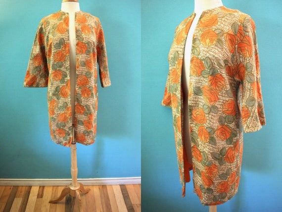 Late 50's/Early 60's Orange Rose Print Duster Jack