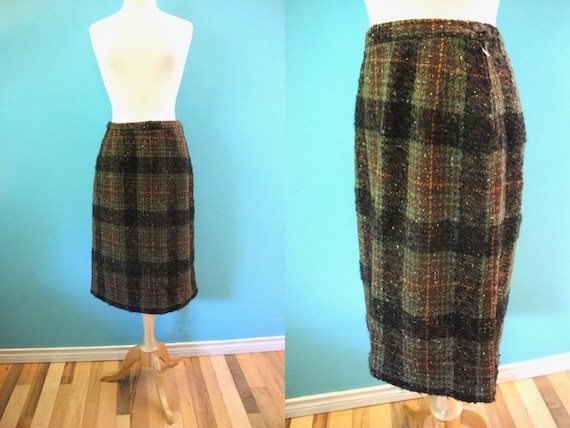 50's Skirt Late 50's/Early 60's Brown And Green Wo