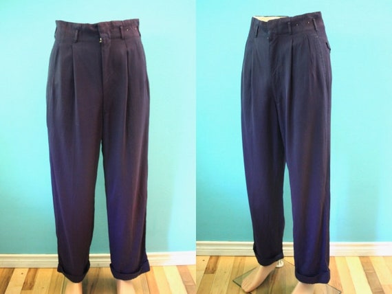 40's Men's Pants 1940's Aubergine Gaberdine Men's