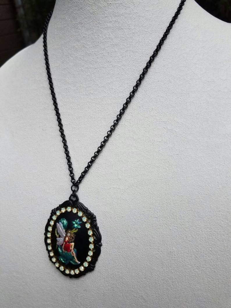 Cameo Necklace Cameo Jewelry Handmade Jewelry Hand Painted Fairy Necklace Free Shipping Fairy Necklace Fairy Cameo Necklace