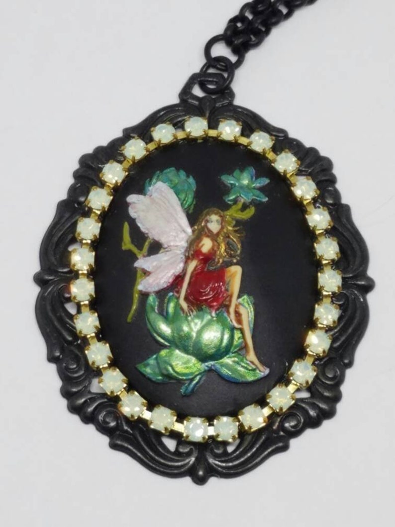 Cameo Necklace Cameo Jewelry Handmade Jewelry Hand Painted Fairy Necklace Free Shipping Fairy Necklace Fairy Cameo Necklace