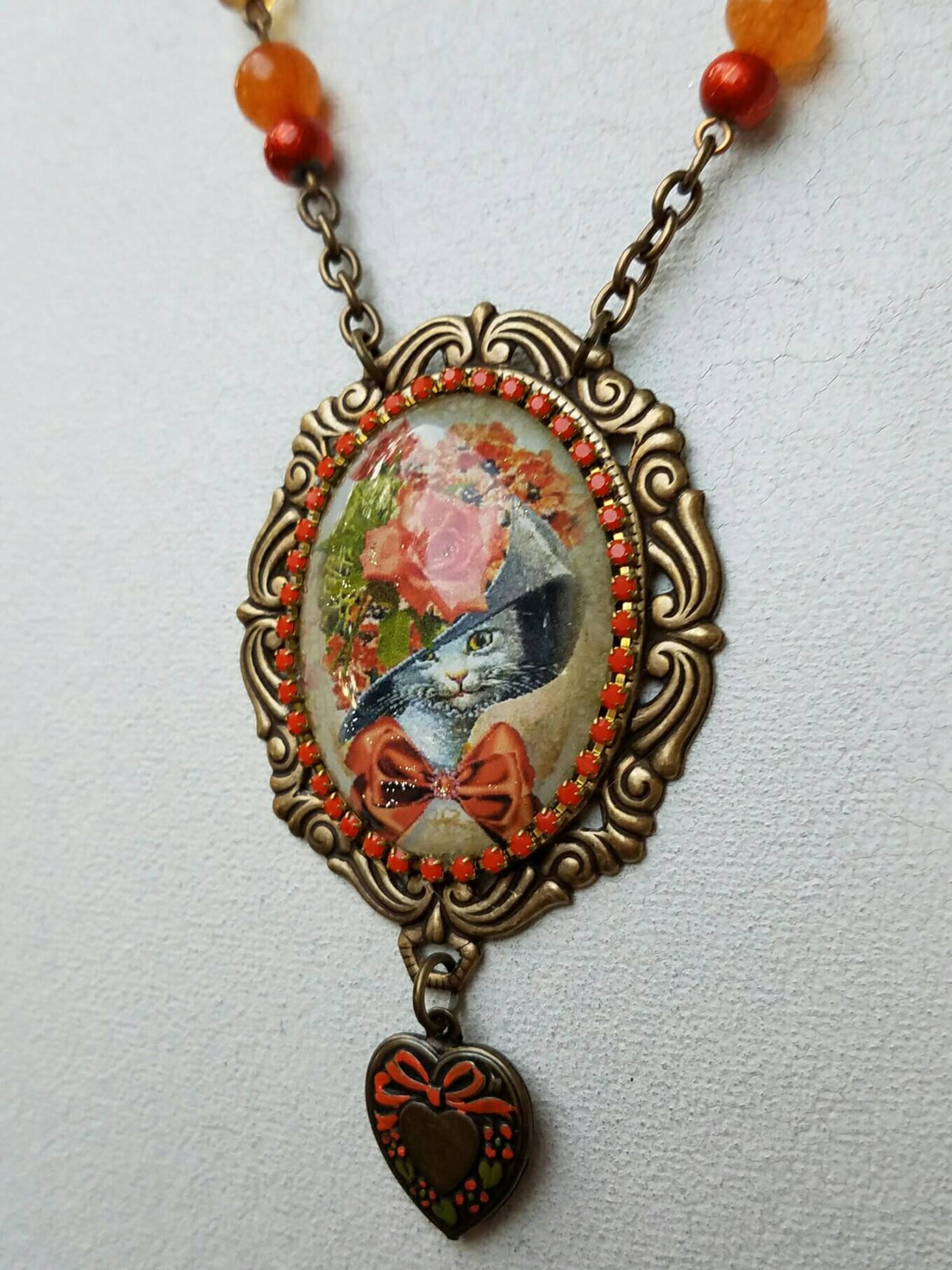Cat Jewelry Cat Cameo Necklace Cat Necklace Handmade OOAK Etsy