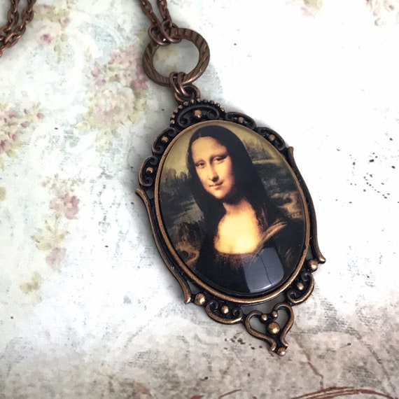 Mona Lisa Pop Art Round Pendant Necklace Beautiful Fashion Jewelry