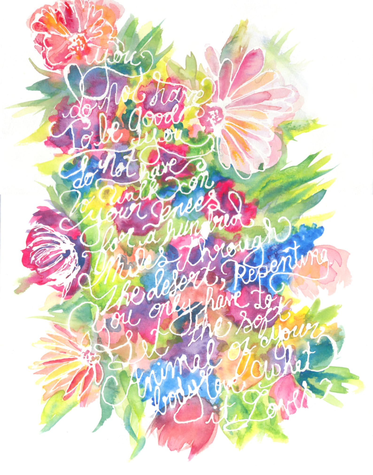 Wild Geese by Mary Oliver Poem Watercolor Painting Printable Print Etsy