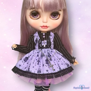 Clothes for Pullip and Blythe dolls. Lilac gothic dress.