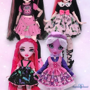 Pastel Goth Bat Outfit for Rainbow High and 1/6 scale dolls. Custom Pastel Goth style clothing for Blythe, Pullip and similar dolls.