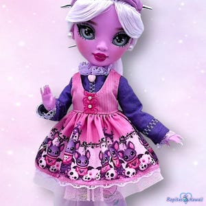 Rainbow High Bat Kawaii Doll Outfit, Pastel Goth Doll Dress,  Fits Pullip Blythe Monster g3, Handmade Gothic Doll Clothes