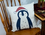 Penguin Christmas Pillow, Arctic Animal Christmas Santa pillow