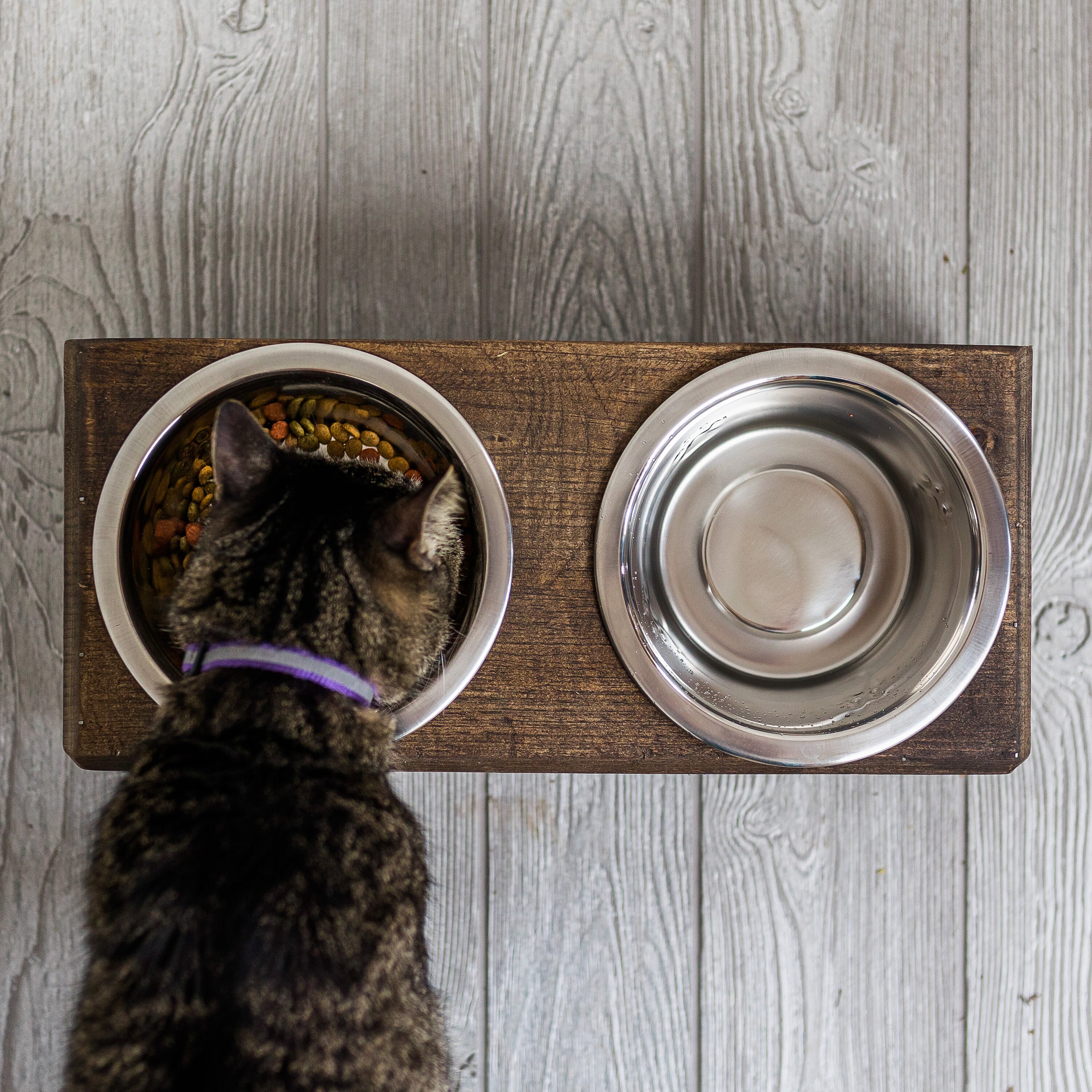 Rae Dunn Inspired Wooden Cat bowl stand Cat food and water Etsy