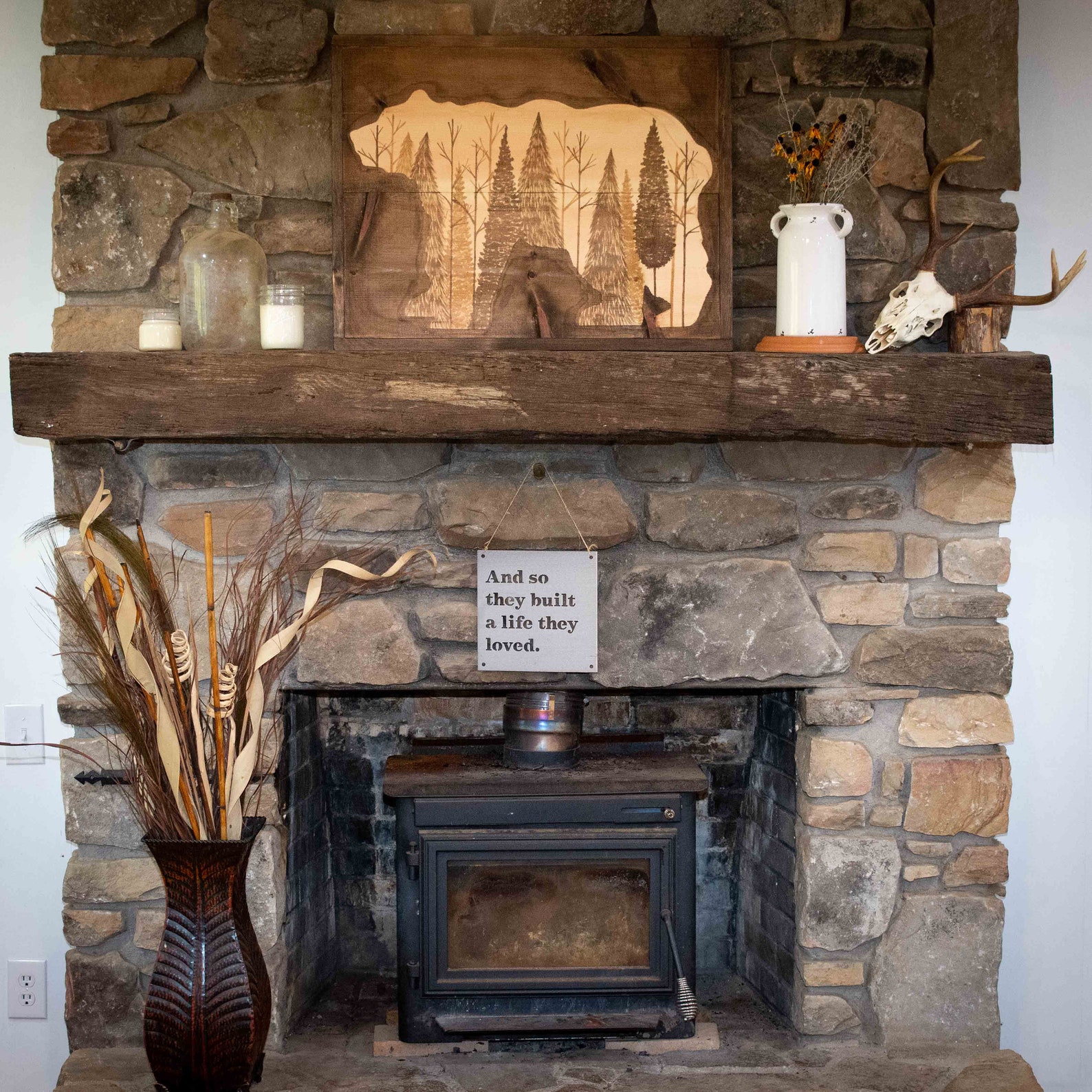 Large Woodland Bear Decor Log Cabin Bear Decor Hunting Man Etsy