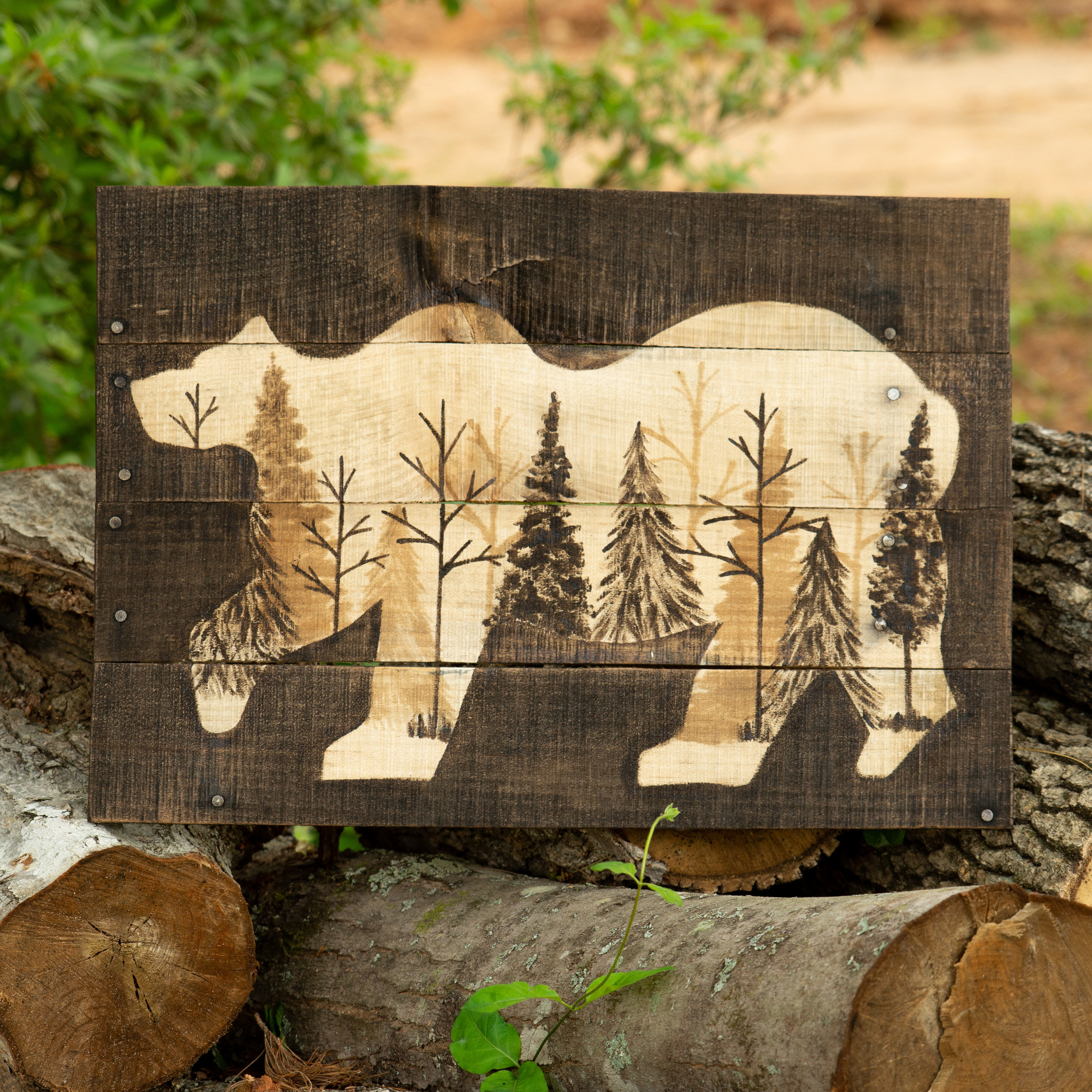 Log Cabin Decor Rustic Woodland Moose Decor Moose Painting On Pallet Wood 14 X 20 Masculine Wall Art Handmade Products Home Kitchen