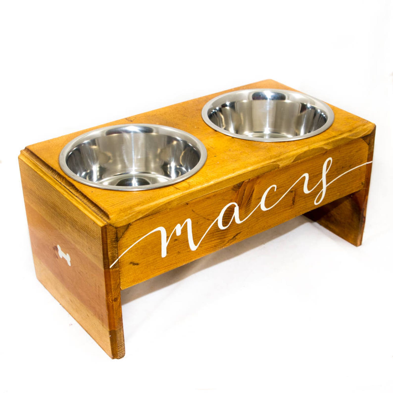Personalized Wood dog bowl stand Raised Dog Feeder Rustic Etsy